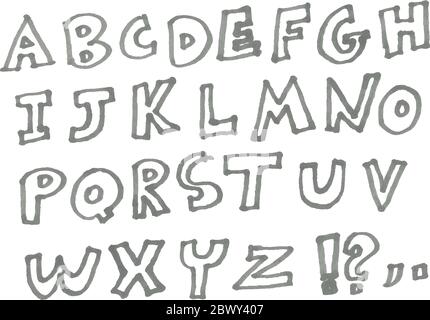 Alfabeto marcatore tracciato a mano vettoriale Illustrazione Vettoriale