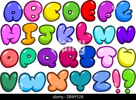 Set di alfabeti a forma di bolla Illustrazione Vettoriale