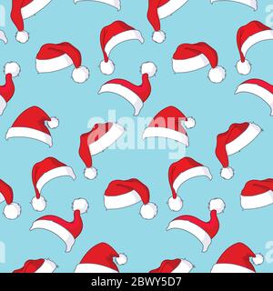 Cappelli Cartoon Babbo Natale con motivo senza cuciture Illustrazione Vettoriale