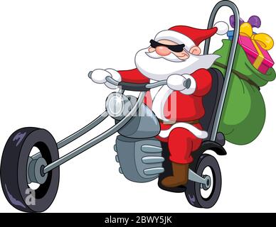 Santa su una motocicletta Illustrazione Vettoriale