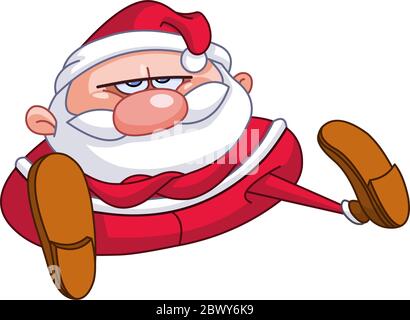 Sconvolto Babbo Natale seduto sul pavimento con le braccia incrociate Illustrazione Vettoriale