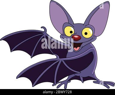 Cartoon bat che si presenta con le sue ali Illustrazione Vettoriale