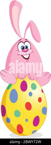 Simpatico coniglietto seduto su un uovo di pasqua Illustrazione Vettoriale