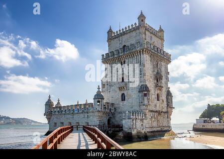 La Torre di Belem di San Vincenzo nella parrocchia civile di Santa Maria de Belem nel comune di Lisbona, Portogallo Foto Stock