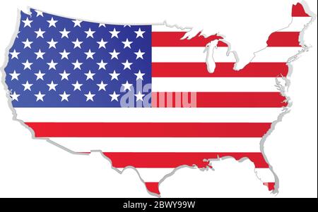 usa mappa con bandiera Illustrazione Vettoriale
