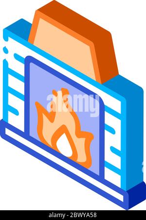 Camino con fuoco di fiamma riscaldamento vettore di apparecchiature Illustrazione Vettoriale