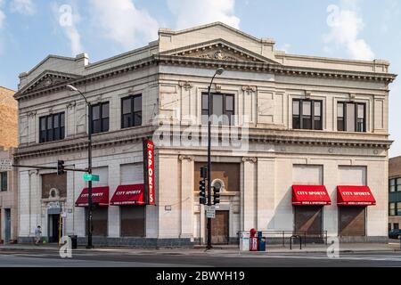 Edificio bancario nel quartiere di Wicker Park Foto Stock