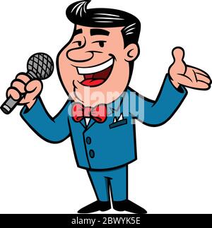 Announcer- A Cartoon Illustration of an Announcer. Illustrazione Vettoriale