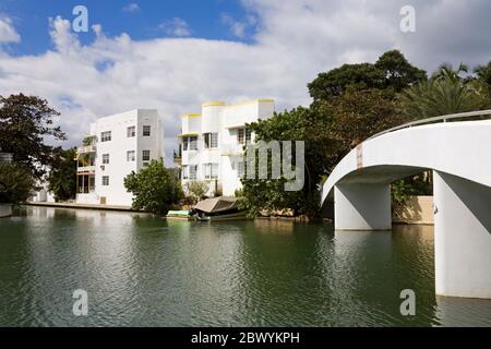 Helen Mar aparments & Collins Canal, Miami Beach, Florida, Stati Uniti d'America Foto Stock