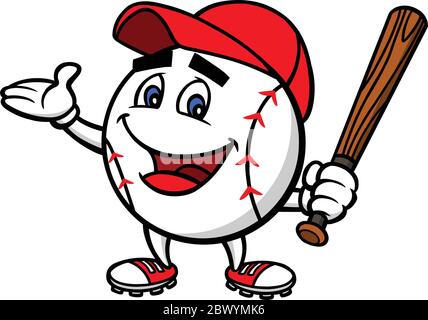 Baseball Cartoon - un'illustrazione di un baseball Cartoon. Illustrazione Vettoriale