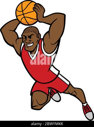 Basketball Player Dunking- un'illustrazione di un giocatore di Basketball Dunking. Illustrazione Vettoriale
