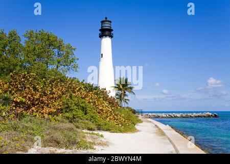 Cape Florida Lighthouse, Bill Baggs State Park, Key Biscayne, Miami, Florida, Stati Uniti d'America Foto Stock