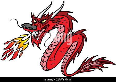 Chinese Dragon - un'illustrazione di un Drago Cinese. Illustrazione Vettoriale