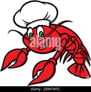 Crawfish Chef - un'illustrazione cartoon di un Crawfish Chef. Illustrazione Vettoriale