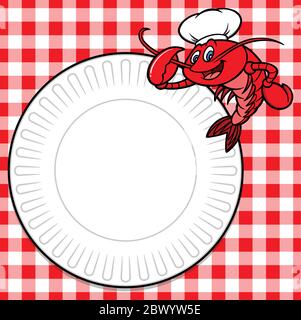 Crawfish Cookout Invite - un'illustrazione cartoon di un Crawfish Cookout Invite. Illustrazione Vettoriale