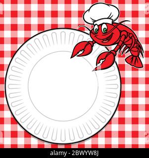 Cookout di pesce striscio - un'illustrazione del cartone animato di un Cookout di pesce Crawfish. Illustrazione Vettoriale