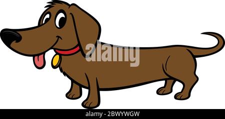 Dachshund Cartoon - un'illustrazione di un cartoon Dachshund. Illustrazione Vettoriale