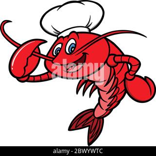 Crawfish Chef Mascot - un'illustrazione cartoon di un Crawfish Chef Mascot. Illustrazione Vettoriale