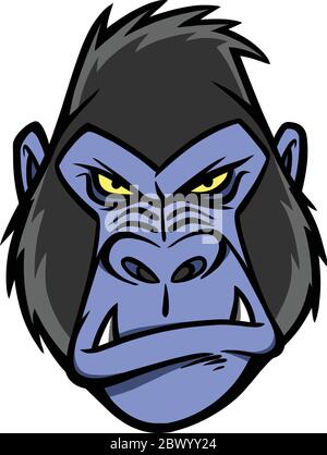Testa di Gorilla- un'illustrazione di una testa di Gorilla. Illustrazione Vettoriale
