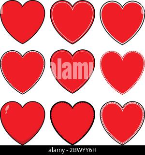 Icone e simboli del cuore - un'illustrazione cartoon delle icone e dei simboli del cuore. Illustrazione Vettoriale