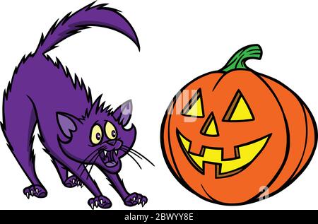 Halloween Cat- un Cartoon Illustrazione di un Halloween Cat. Illustrazione Vettoriale