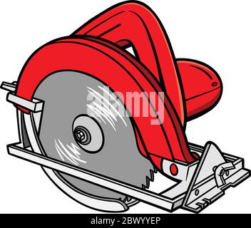 Sega circolare manuale- un'illustrazione di una sega circolare manuale. Illustrazione Vettoriale