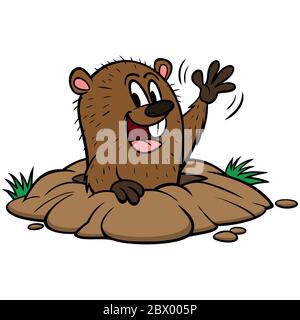Groundhog- un Cartoon Illustrazione di un Groundhog. Illustrazione Vettoriale