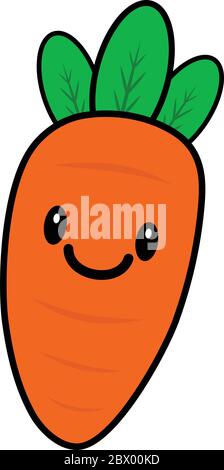 Kawaii Carrot - un cartoon illustrazione di una carota Kawaii. Illustrazione Vettoriale