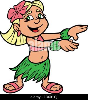 Hula Girl- un'illustrazione di un'Hula Girl. Illustrazione Vettoriale