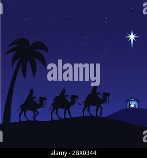 Viaggio della Natività - un'illustrazione di un viaggio alla Natività. Illustrazione Vettoriale