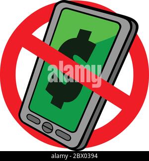 No Pay by Phone- un'illustrazione di un cartello No Pay by Phone. Illustrazione Vettoriale