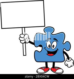 Puzzle con segno - un Cartoon illustrazione di un Puzzle con un segno. Illustrazione Vettoriale