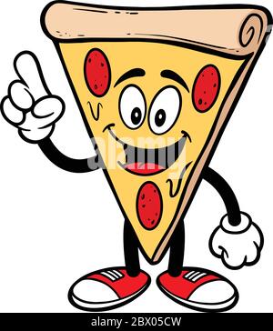 Pizza Talking - un'illustrazione cartoon di una Pizza Mascot che parla. Illustrazione Vettoriale