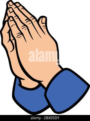 Mani di preghiera - un'illustrazione cartoon delle mani di preghiera. Illustrazione Vettoriale