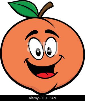 Peach Mascot - un Cartoon Illustrazione di una Peach Mascot. Illustrazione Vettoriale