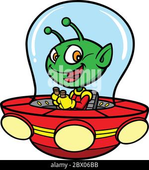 Alieno spaziale - un'illustrazione di un cartoon di uno spazio alieno. Illustrazione Vettoriale