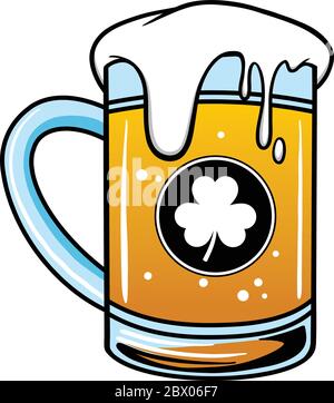 Shamrock Beer - un'illustrazione cartoon di una birra Shamrock. Illustrazione Vettoriale