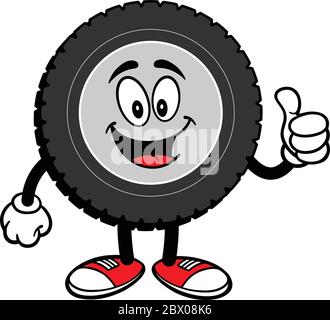 Cartoon pneumatico con Thumbs Up- un'illustrazione cartoon di un pneumatico con un Thumbs Up. Illustrazione Vettoriale