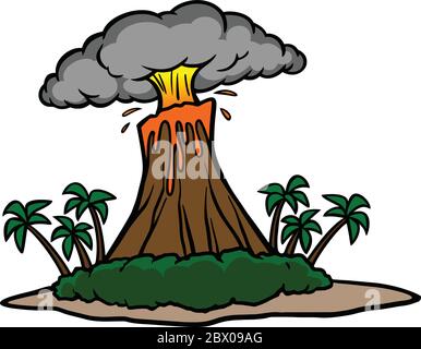 Isola del vulcano - un'illustrazione del Cartoon di un'isola del Vulcano. Illustrazione Vettoriale