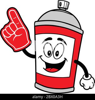 Bomboletta spray con schiuma Finger - un cartone animato illustrazione di una bomboletta spray con un dito in schiuma. Illustrazione Vettoriale