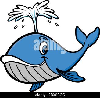 Balena- UN Cartoon Illustrazione di una balena. Illustrazione Vettoriale