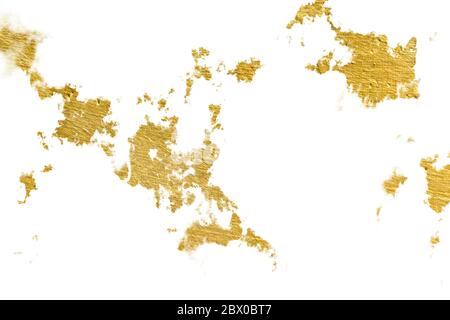 L'oro spruzzi la texture. Elemento di disegno della corsa del pennello. Grunge sfondo dorato motivo di crepe, graffi, scheggiature, macchie, macchie di inchiostro, linee Foto Stock