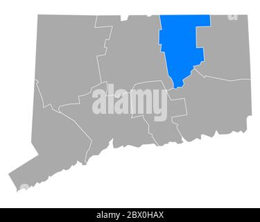 Tolland sulla mappa di Connecticut Foto Stock