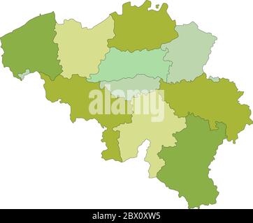 Mappa politica modificabile con livelli separati e molto dettagliata. Belgio. Illustrazione Vettoriale