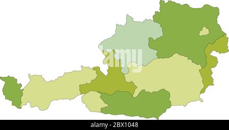 Austria - Mappa politica modificabile e molto dettagliata con livelli separati. Illustrazione Vettoriale