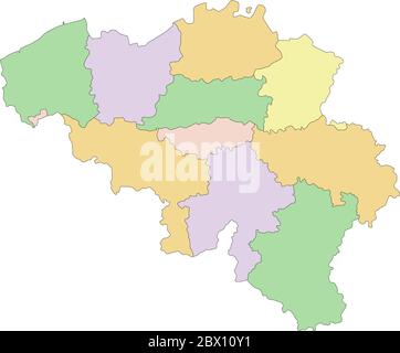 Belgio - Mappa politica modificabile e molto dettagliata. Illustrazione Vettoriale