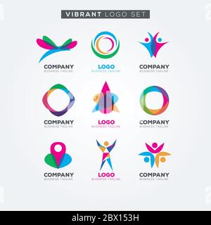 Icona del simbolo del simbolo del logo VIBRANT colorato Illustrazione Vettoriale