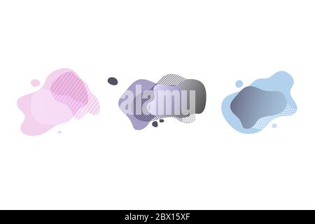 Insieme di elementi grafici moderni astratti. Forme e linee colorate dinamiche. Illustrazione Vettoriale