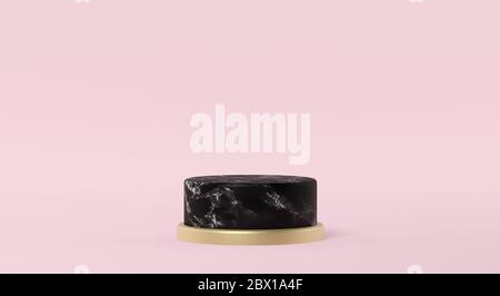 Bianco marmo podio rosa sfondo rendering 3D Foto Stock