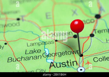 Georgetown è stato puntato su una mappa del Texas, Stati Uniti Foto Stock